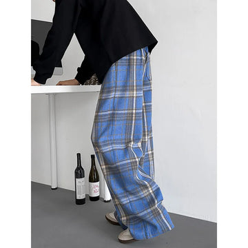 Black Casual Pants Men Retro Plaid Pants Men Streetwear Hip-hop Loose Wide Leg Pants Mens Vintage Trousers Large Size 5XL